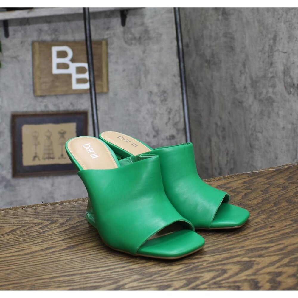 Bar III Womens Heeled Cherr Slide Sandals 10015330500 Green 9M